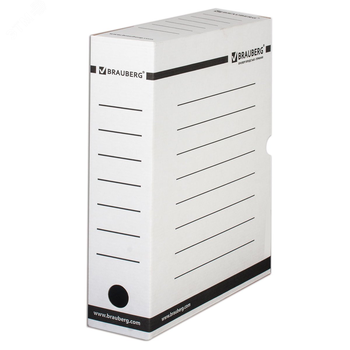 Изображение товара Архивная коробка с клапаном BRAUBERG 75 мм 700 л микрогофрокартон белая
