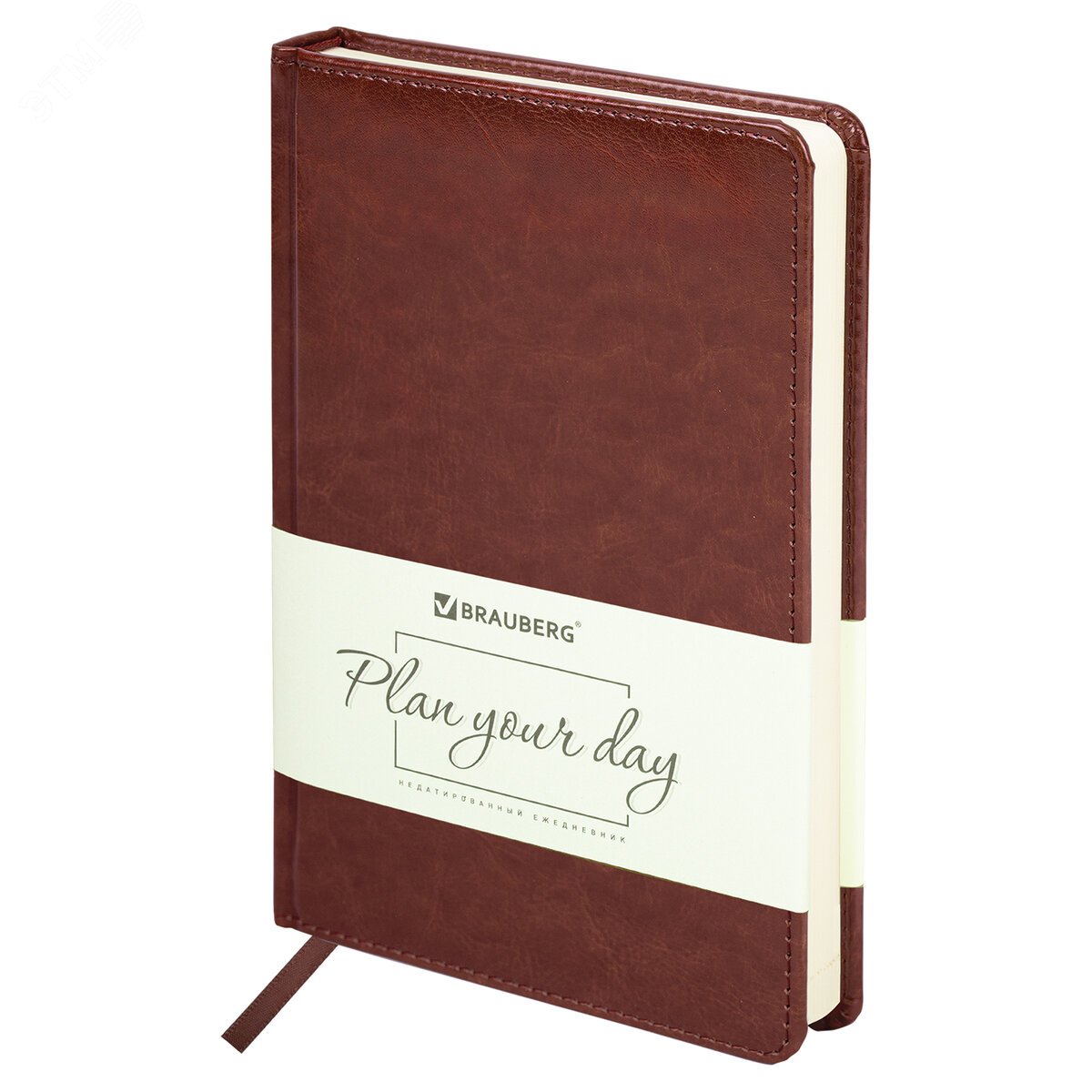 Изображение товара Ежедневник недатированный А5 138х213мм BRAUBERG Imperial под кожу, 160л, коричневый, 123414 (шт)