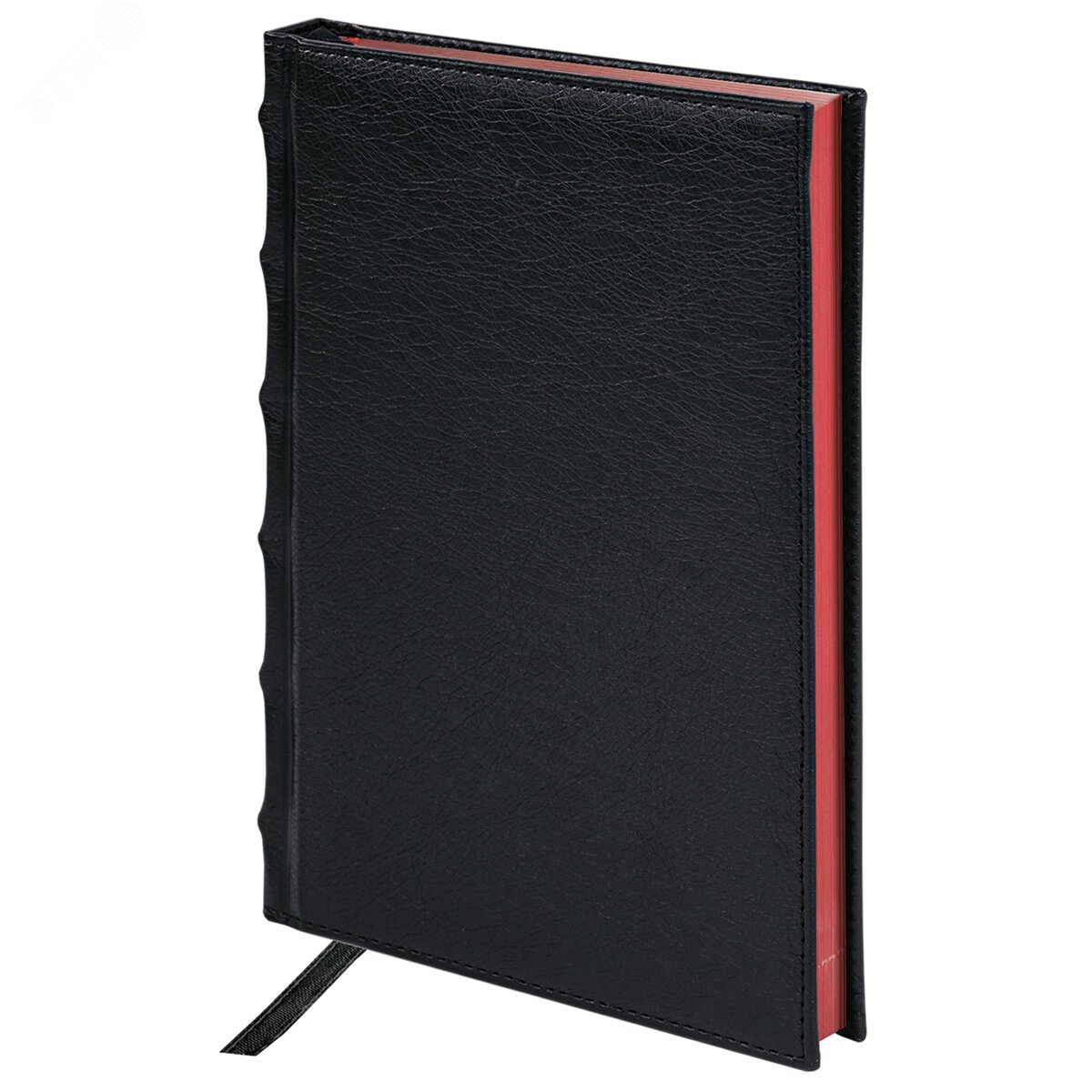 Изображение товара Ежедневник недатированный А5 138х213мм BRAUBERG FLAME под кожу 160л черный, красный срез, 123844 (шт)