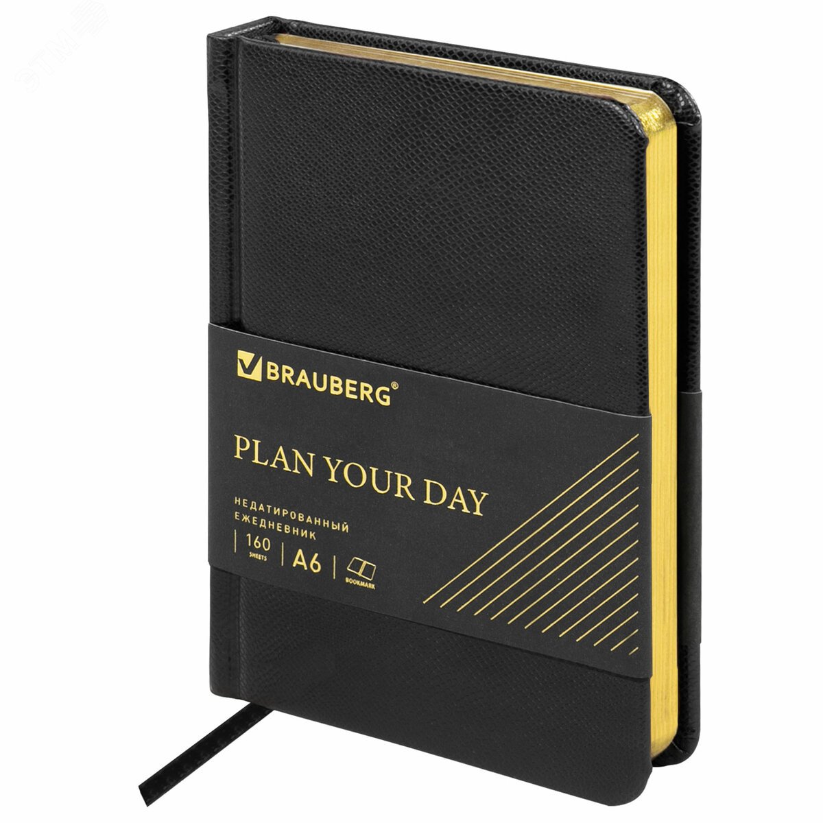 Изображение товара Ежедневник недатированный МАЛЫЙ ФОРМАТ 100х150мм А6 BRAUBERG Iguana под кожу, 160л, черный, 125104 (шт)