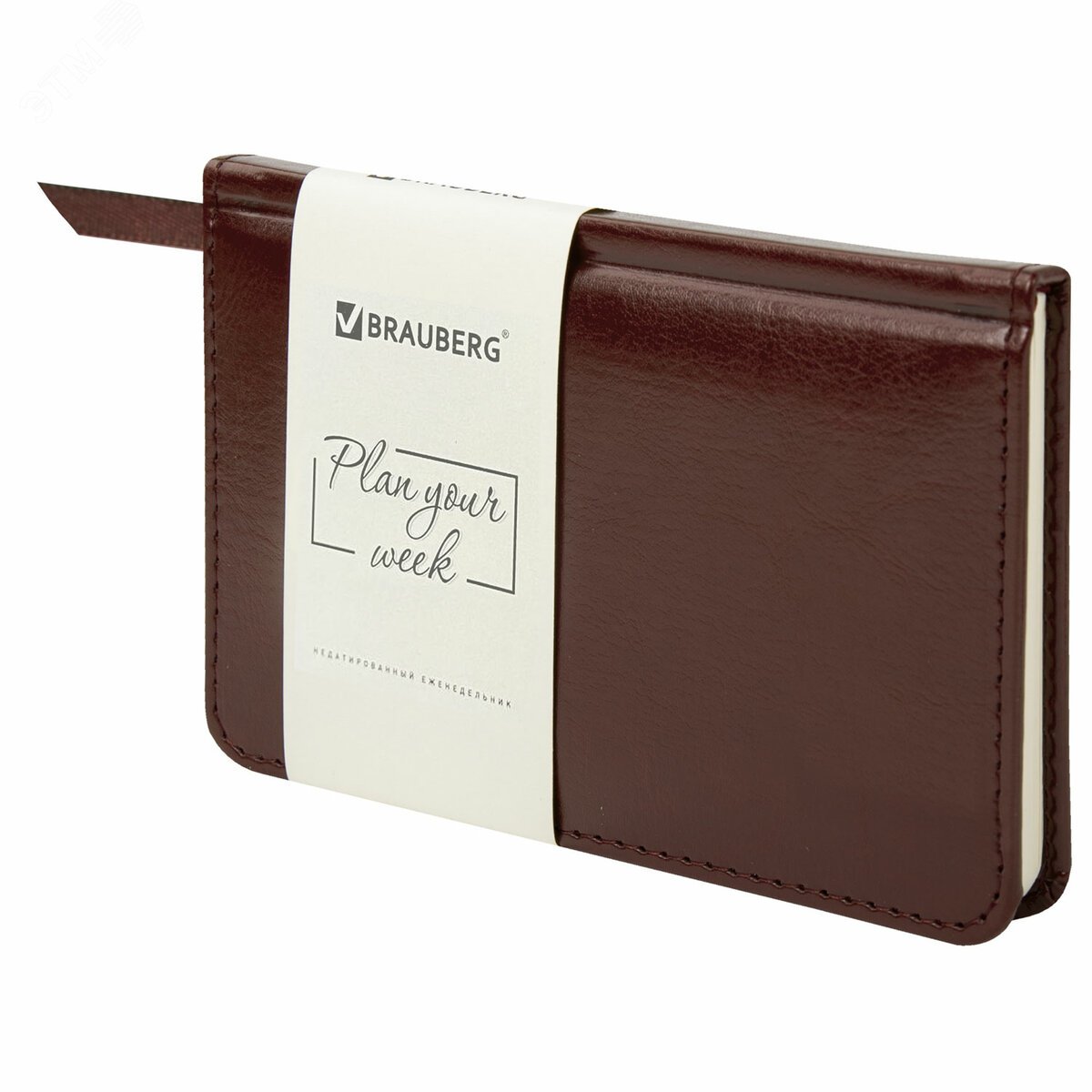 Изображение товара Еженедельник недатированный МАЛЫЙ ФОРМАТ 95х155мм А6 BRAUBERG Imperial под кожу, 64л, корич, 126185 (шт)