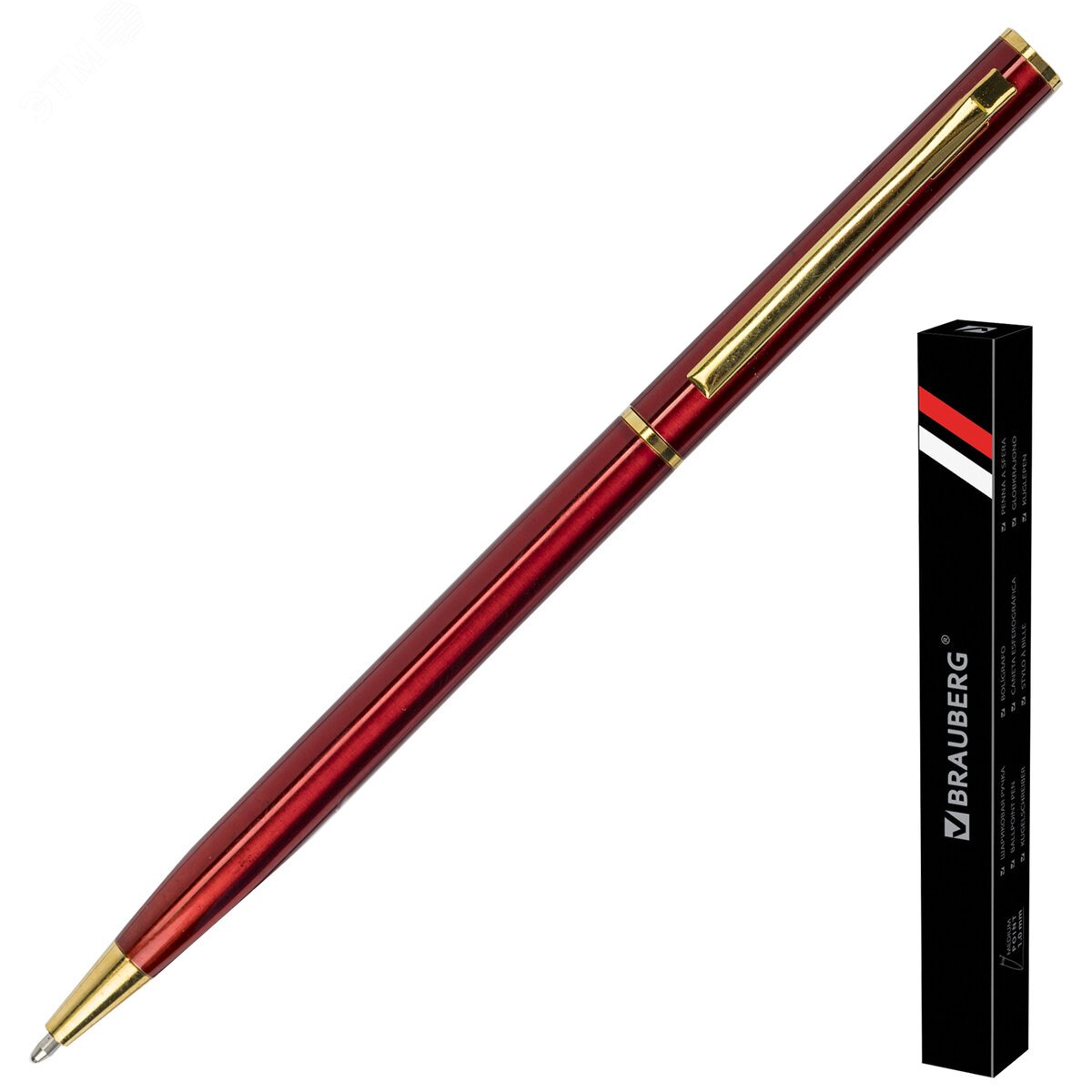 Изображение товара Подарочная шариковая ручка BRAUBERG Slim Burgundy в бордовом цвете