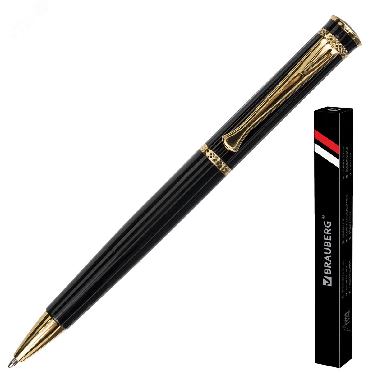 Изображение товара Ручка подарочная шариковая BRAUBERG Perfect Black, корп.черный, узел 1мм,линия 0,7мм,синяя,141416 (шт)