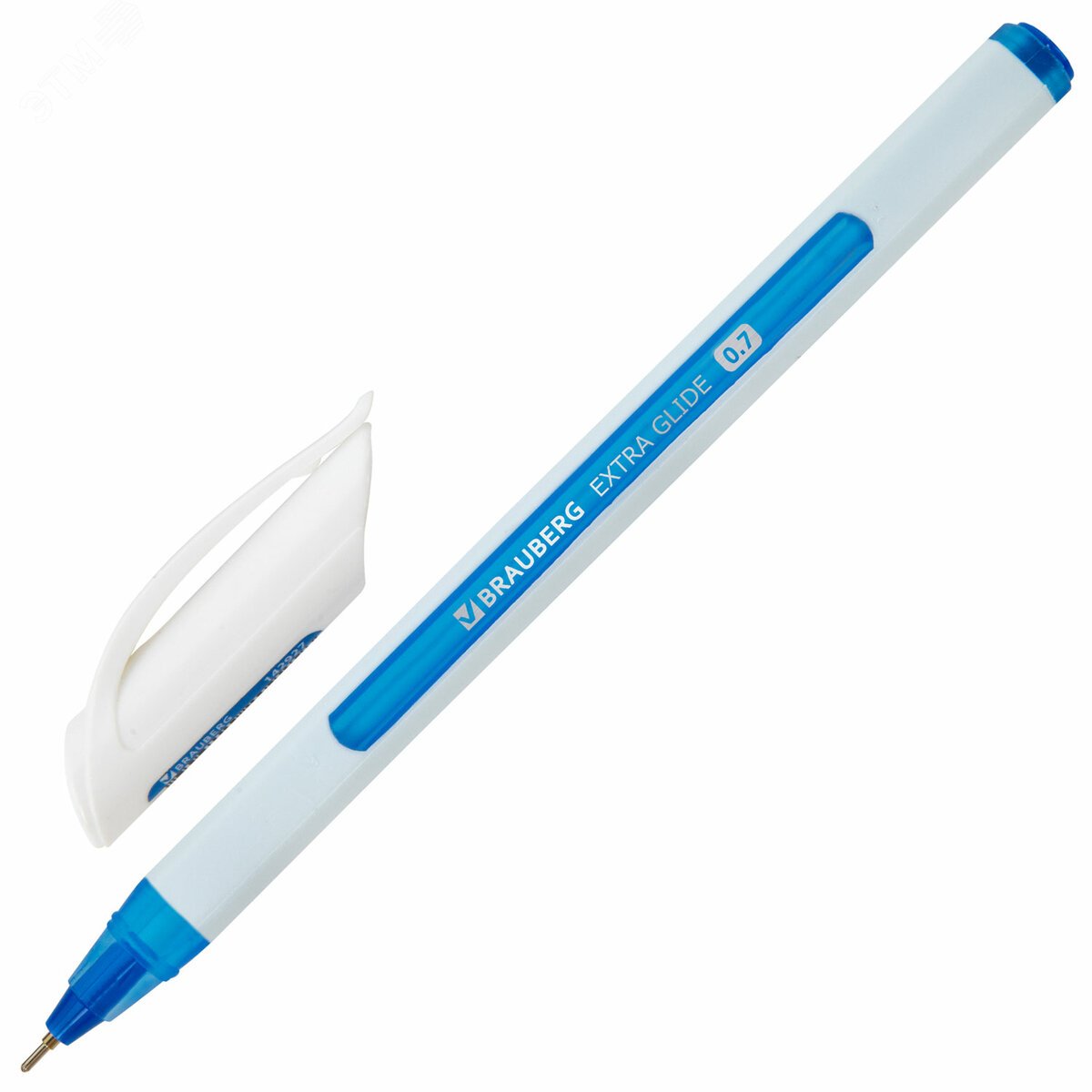 Изображение товара Ручка шариковая масляная BRAUBERG Extra Glide Soft White, синяя, узел 0,7 мм, линия 0,35 мм (шт)