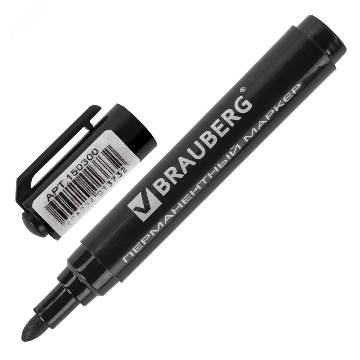 Изображение товара Маркер перманентный BRAUBERG ''Classic'', черный, круглый наконечник, 3 мм, с клипом (шт)