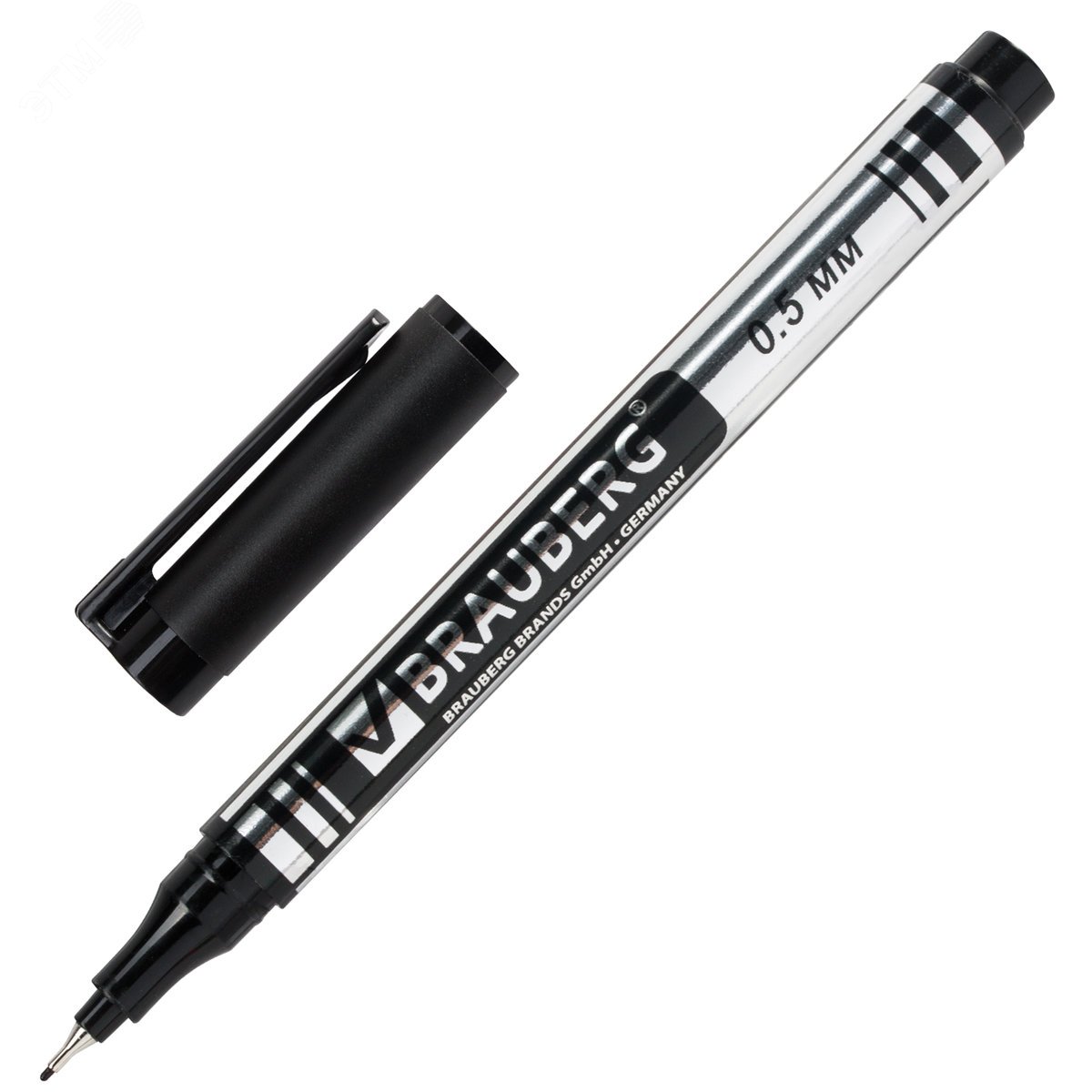 Изображение товара Маркер перманентный BRAUBERG ''Jet'', черный, супертонкий металлический наконечник 0,5 мм (шт)