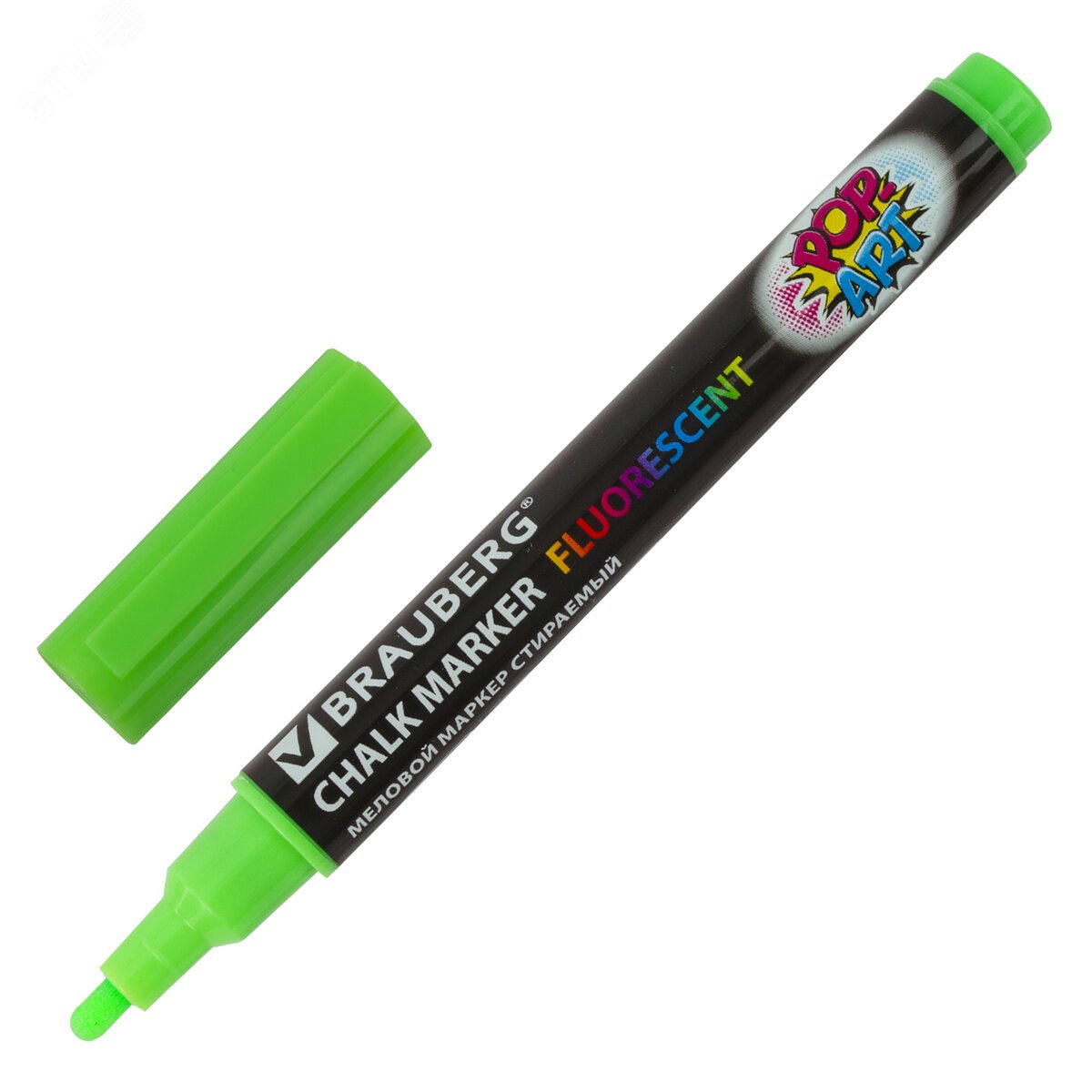 Изображение товара Маркер меловой BRAUBERG POP-ART зеленый 3,5 мм для гладких поверхностей