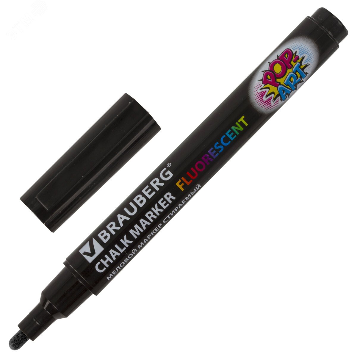 Изображение товара Меловой сухостираемый маркер BRAUBERG POP-ART черный 3,5 мм