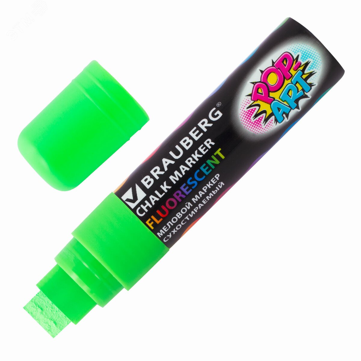 Изображение товара Меловой стираемый маркер BRAUBERG POP-ART 15 мм зеленый