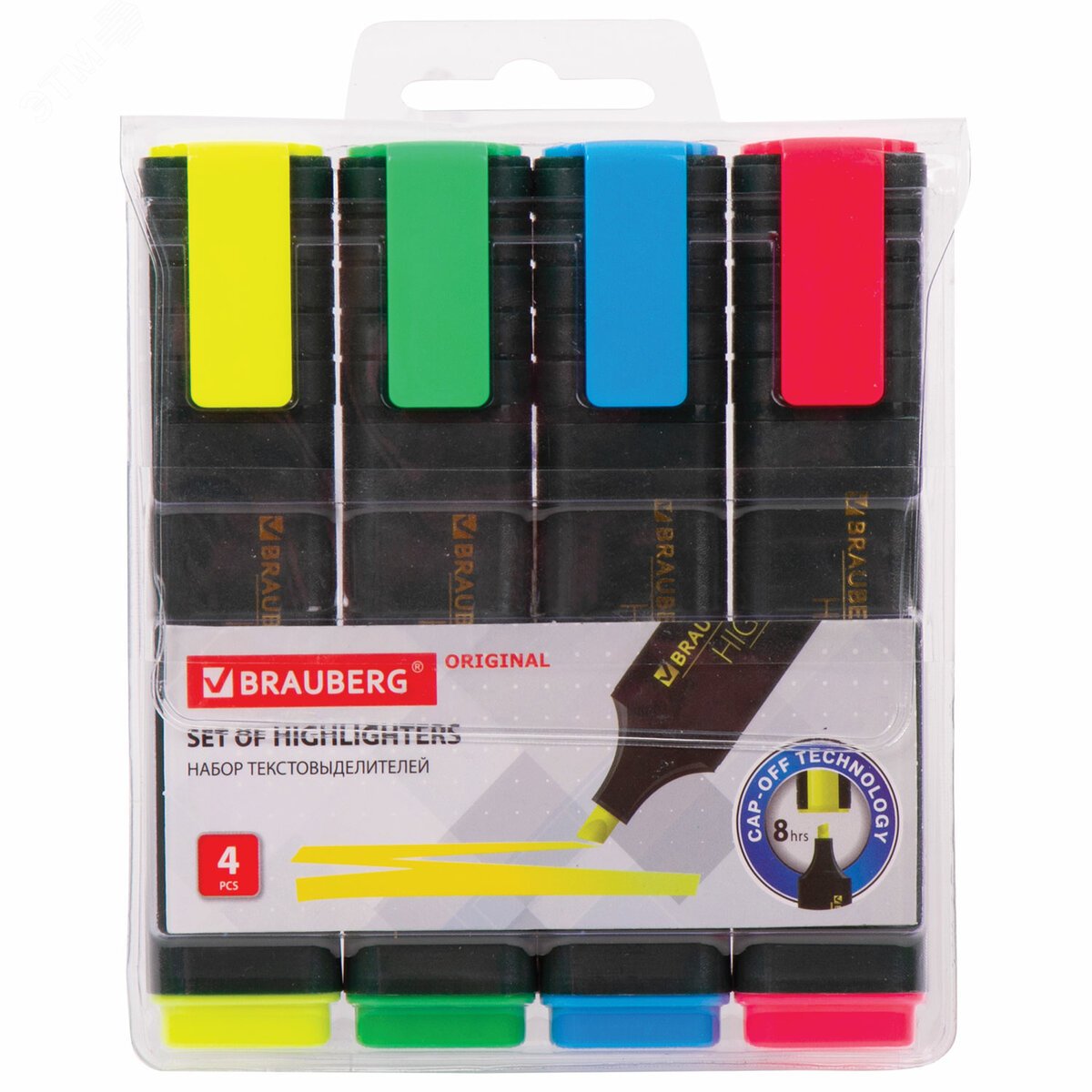 Изображение товара Набор текстовыделителей BRAUBERG ORIGINAL 4 цвета 1-5 мм водные чернила