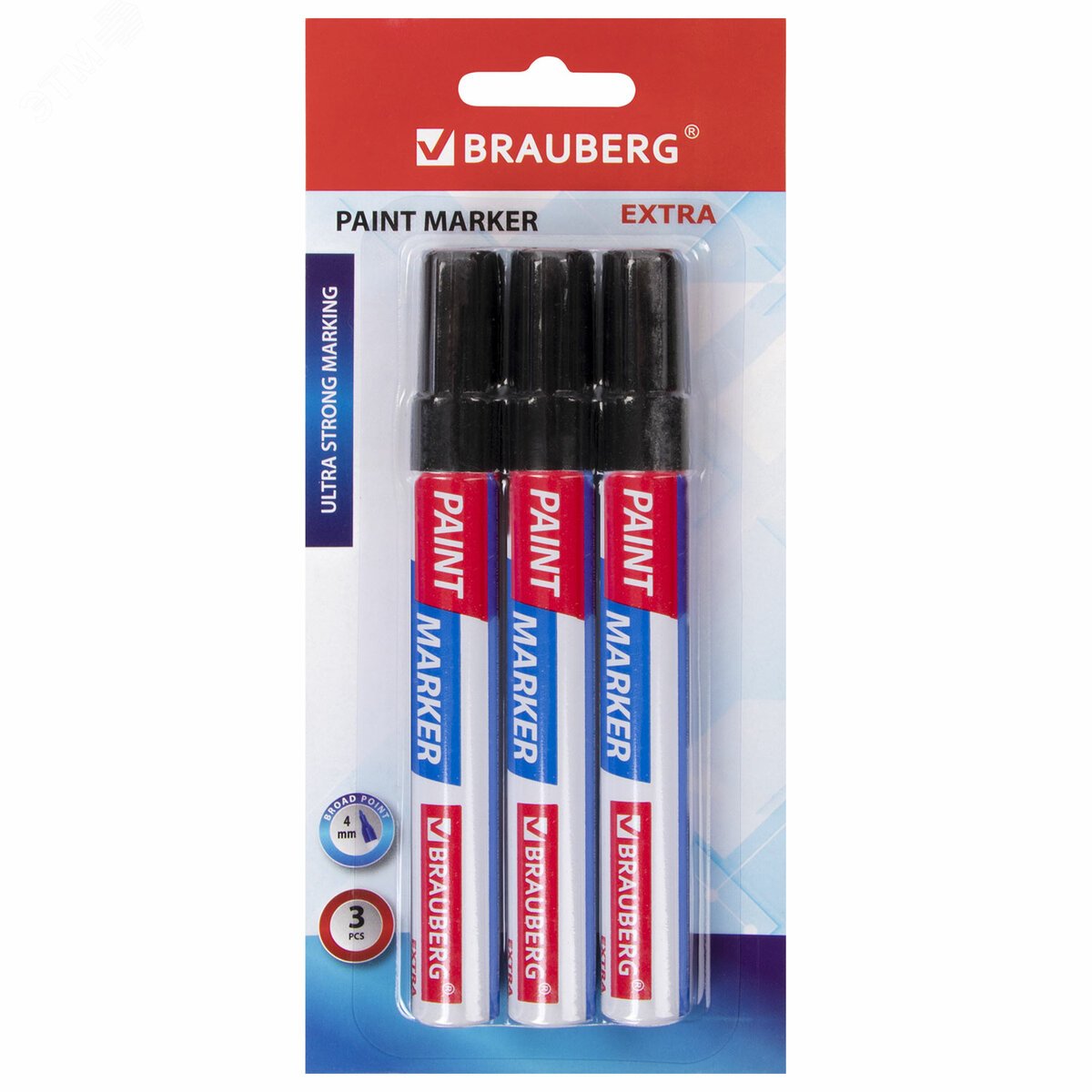 Изображение товара Маркер-краска лаковый EXTRA (paint marker) 4 мм, ЧЕРНЫЕ, НАБОР 3 шт (шт)