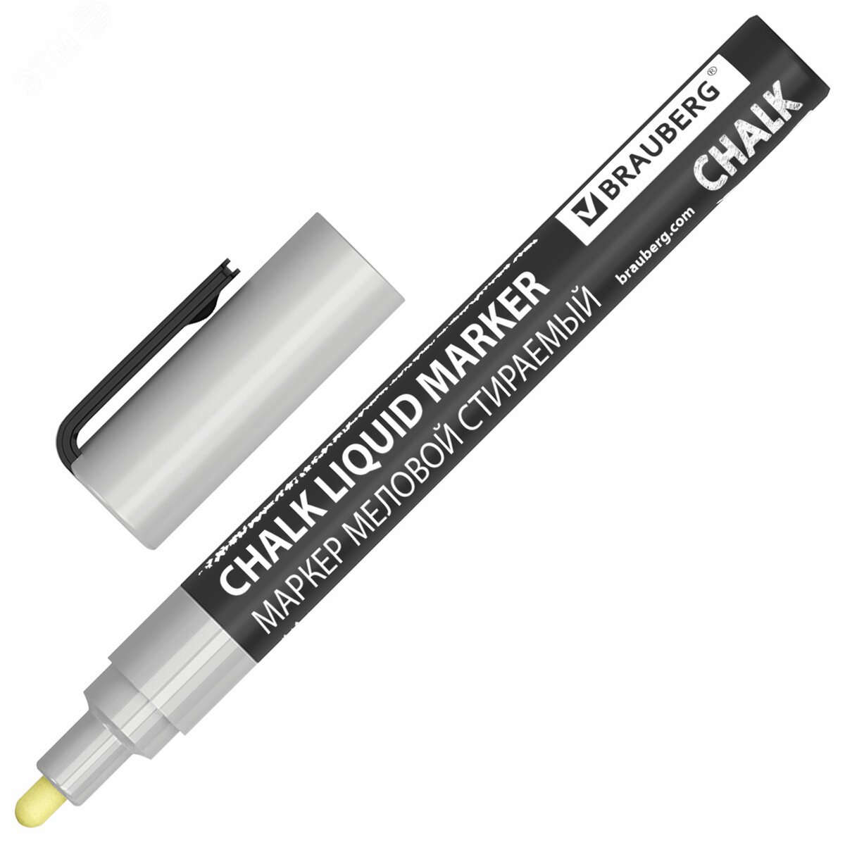 Изображение товара Стираемый меловой маркер BRAUBERG 'CHALK', серебристый, 3 мм