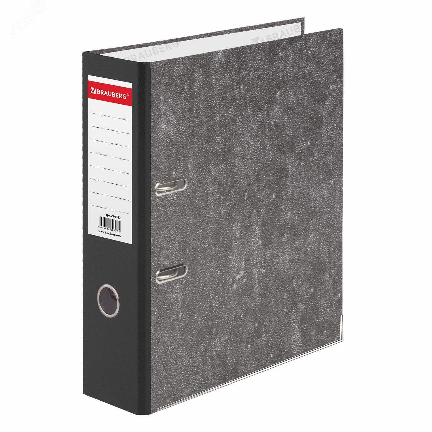 Изображение товара Папка-регистратор BRAUBERG фактура стандарт с мраморным покрытием 75 мм черный