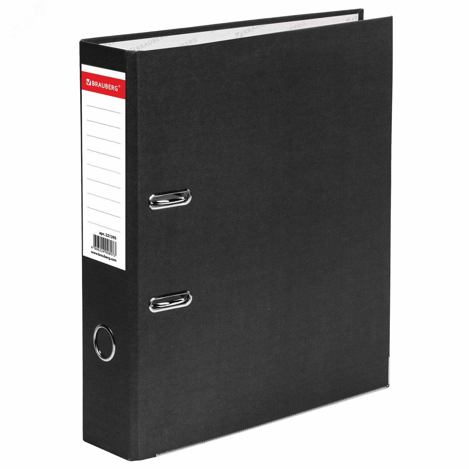 Изображение товара Папка-регистратор BRAUBERG ECO 75 мм черная для документов А4