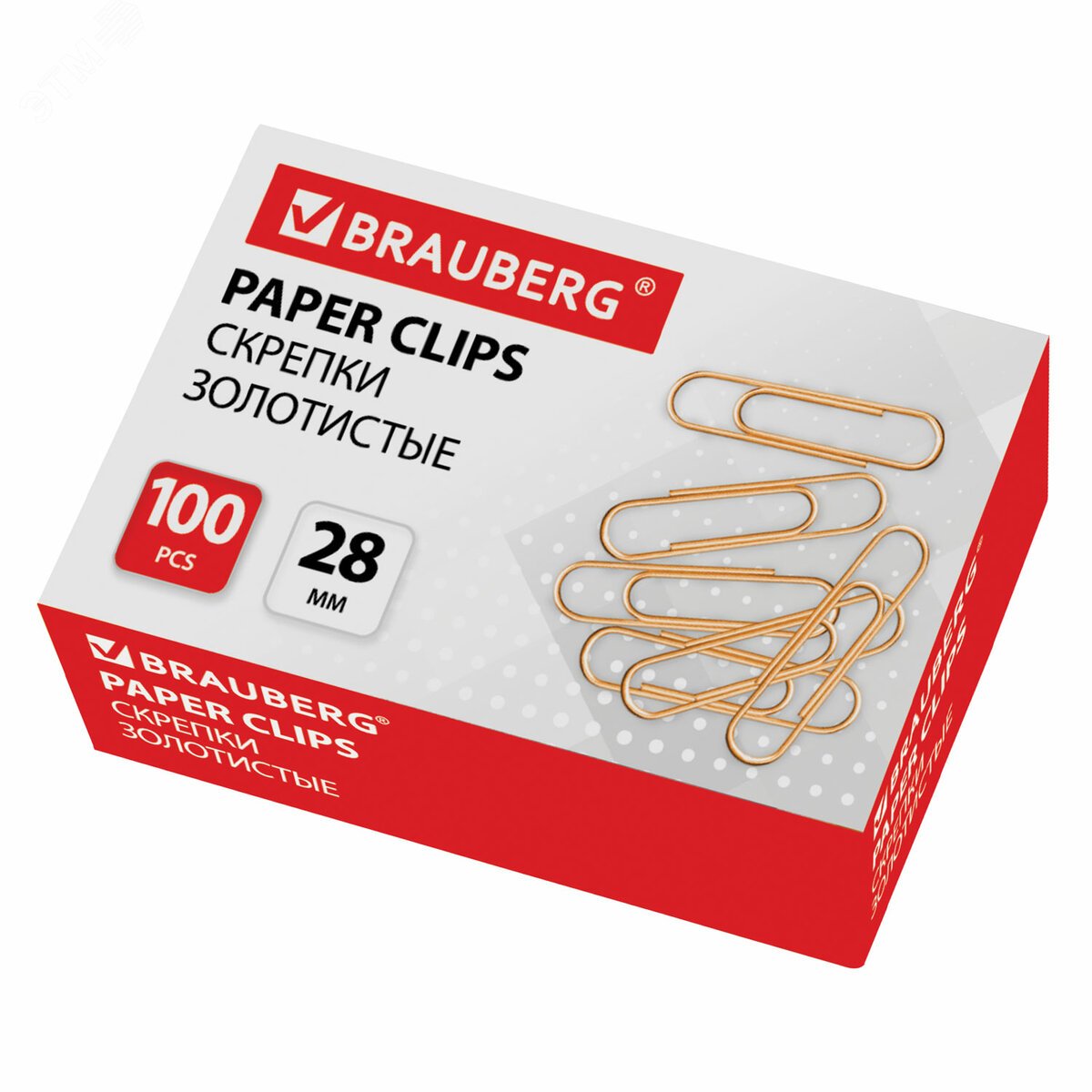 Изображение товара Скрепки BRAUBERG 28 мм золотистые, 100 шт., в карт. коробке, 221529 (шт)
