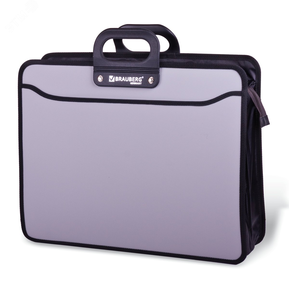 Изображение товара Папка-портфель пласт. БОЛЬШОГО ФОРМАТА BRAUBERG ПОРТФОЛИО, А3 (470х380х130мм),3 отд., серый, 223080 (шт)