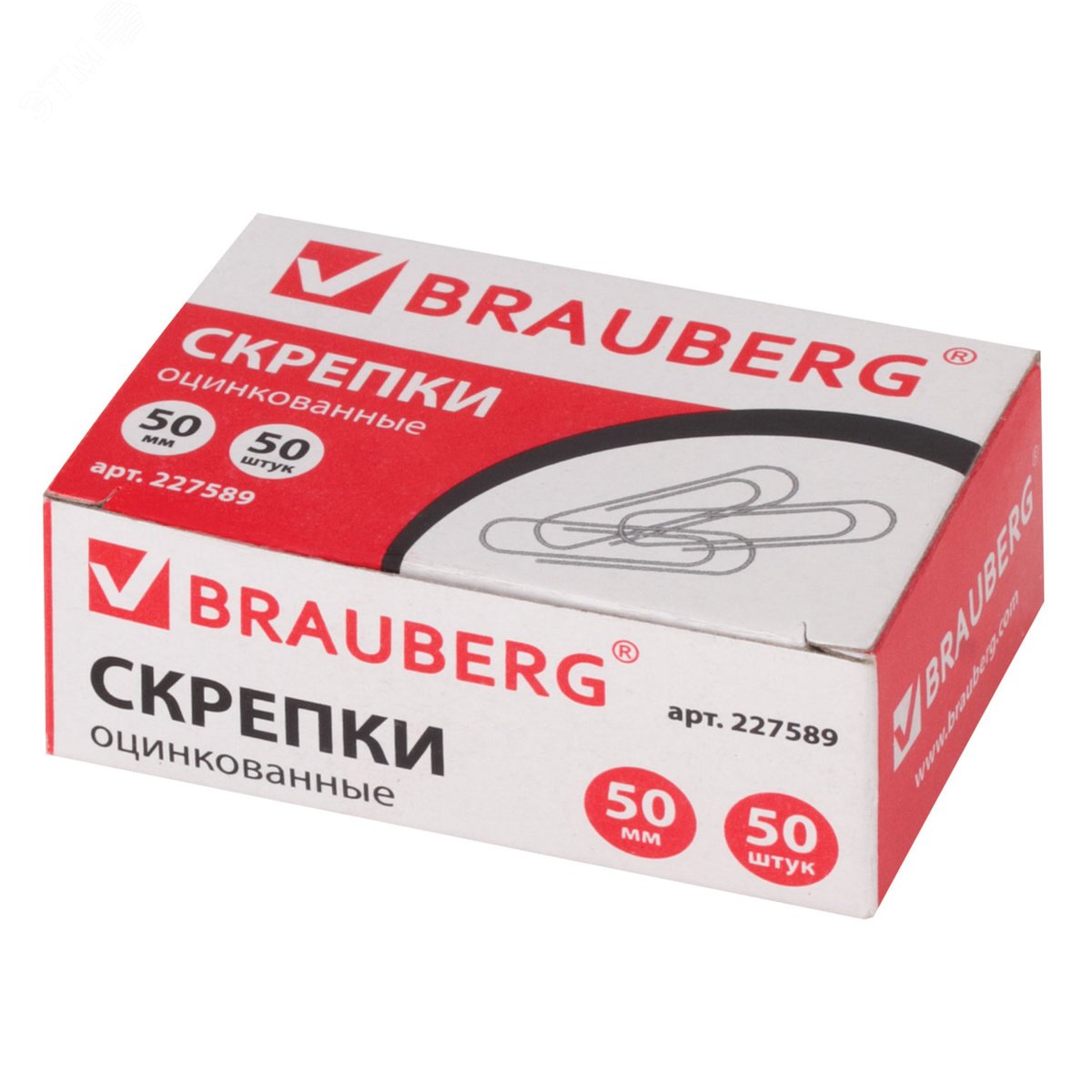 Изображение товара Большие оцинкованные скрепки 50 мм BRAUBERG, 50 шт. для офиса и дома