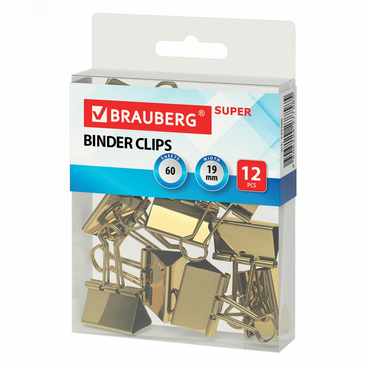 Изображение товара Зажимы для бумаг BRAUBERG EXTRA 12 шт 19 мм золотистые, для 60 листов