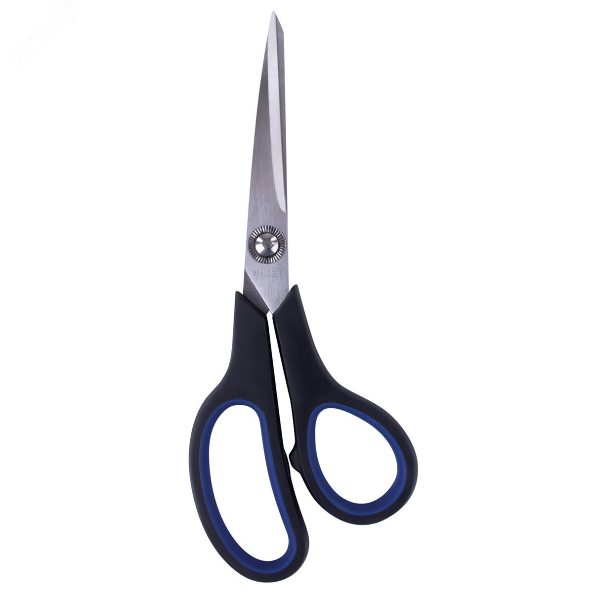 Изображение товара Ножницы BRAUBERG ''Soft Grip'', 190 мм, черно-синие, резиновые вставки, 3-х сторонняя заточка, 230762 (шт)
