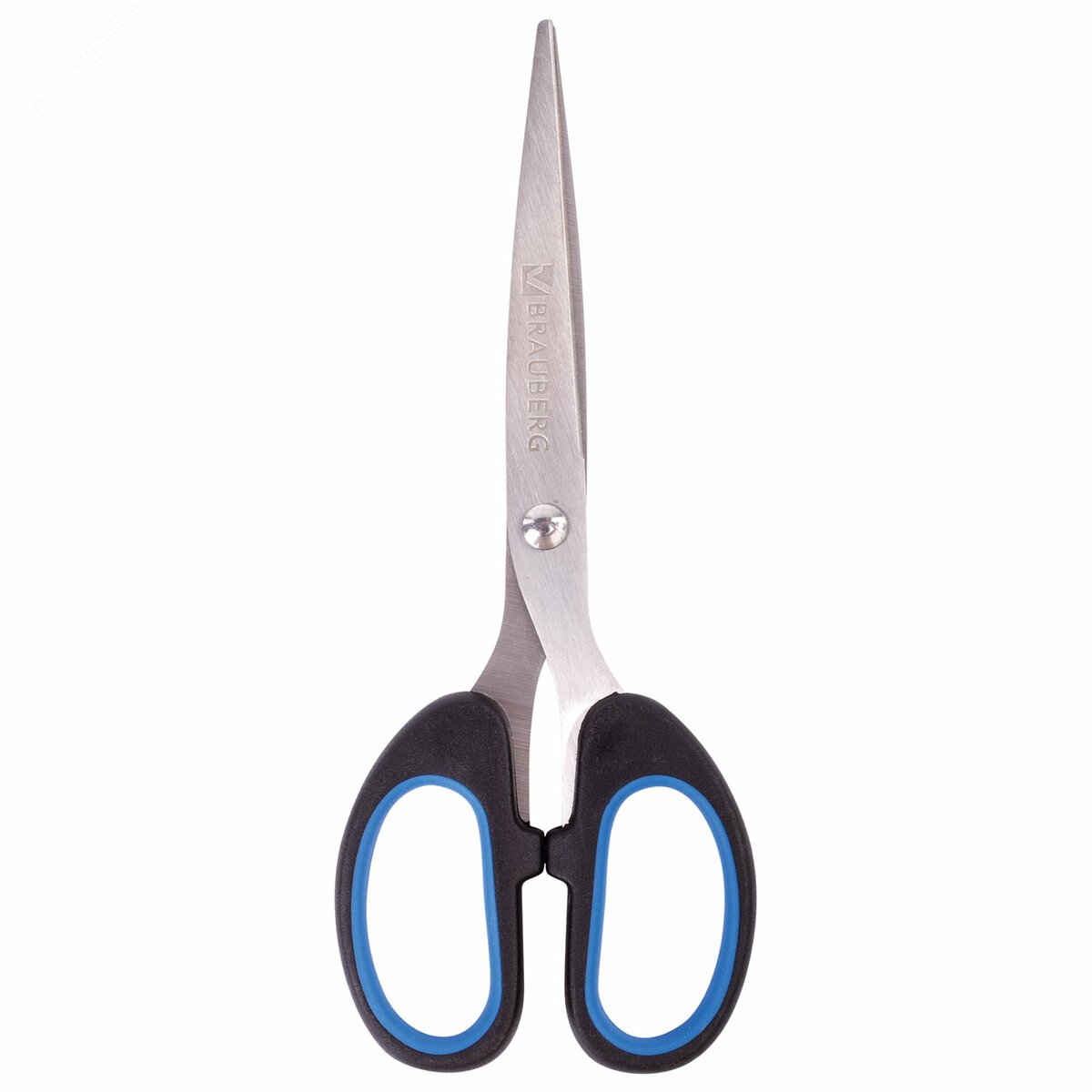 Изображение товара Ножницы BRAUBERG ''Classic+'', 160 мм, черно-синие, классической формы, резиновые вставки, 236447 (шт)