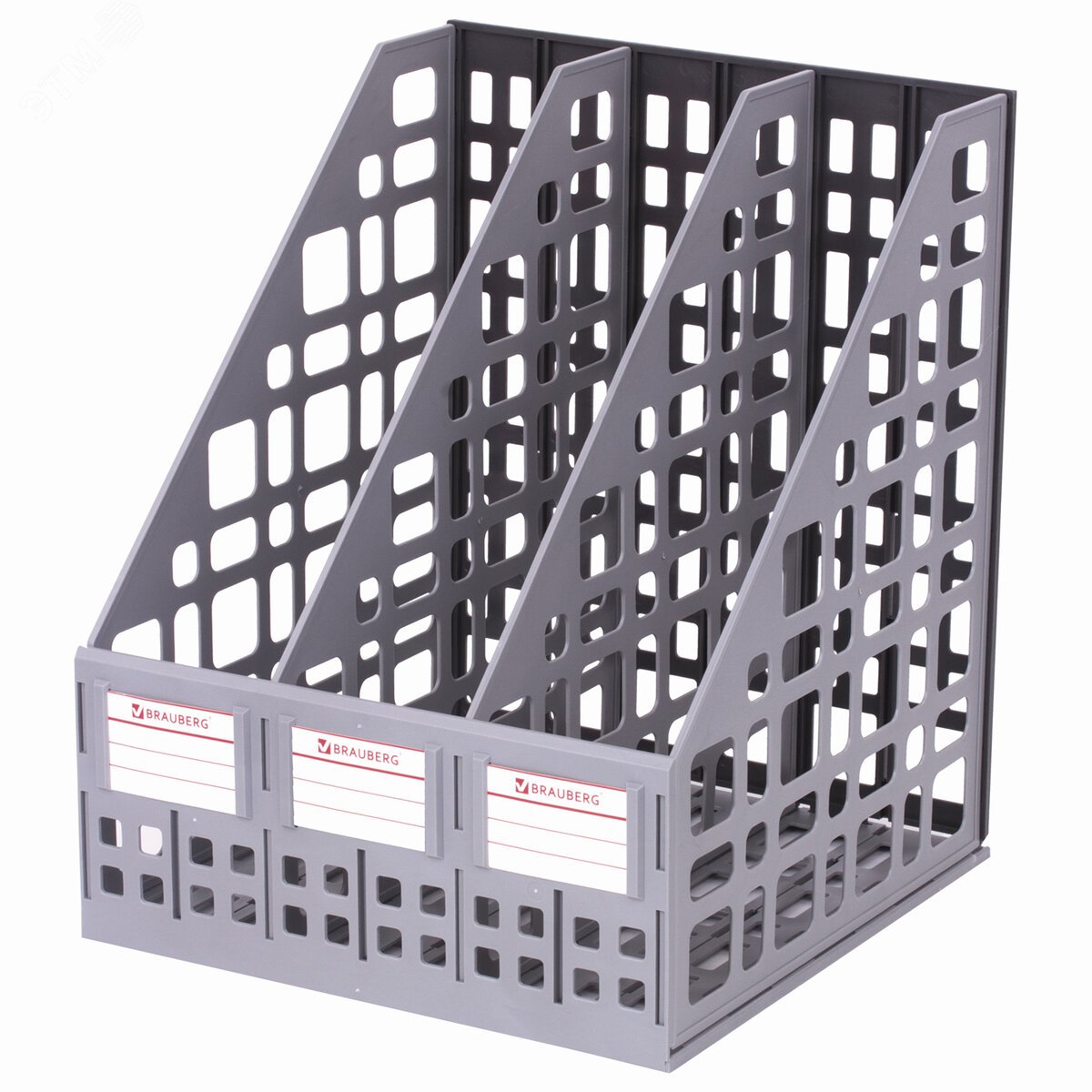 Изображение товара Лоток вертикальный BRAUBERG MAXI Plus для бумаг серый, 240 мм