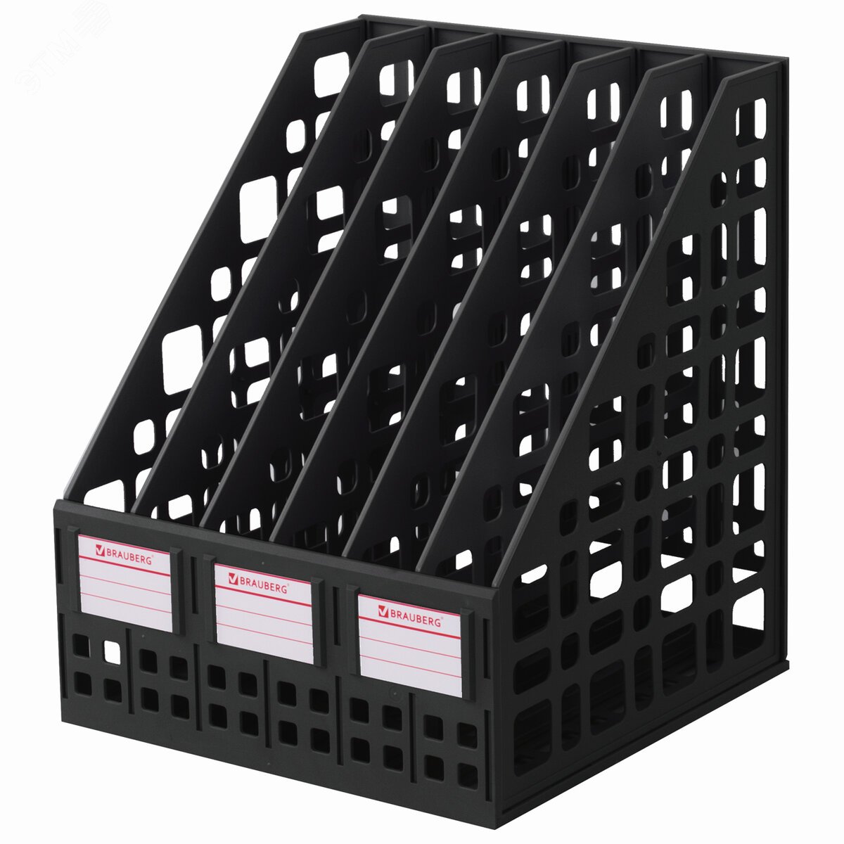 Изображение товара Лоток вертикальный для бумаг BRAUBERG ''MAXI Plus'', 240 мм, 6 отдел, сетчатый, сборный, черн, 237015 (шт)