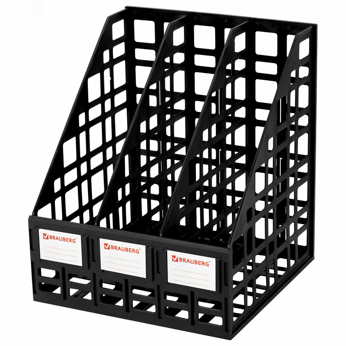 Изображение товара Лоток вертикальный для бумаг ULTRA, 240 мм, 3 отделения, сетчатый, сборный, черный (шт)