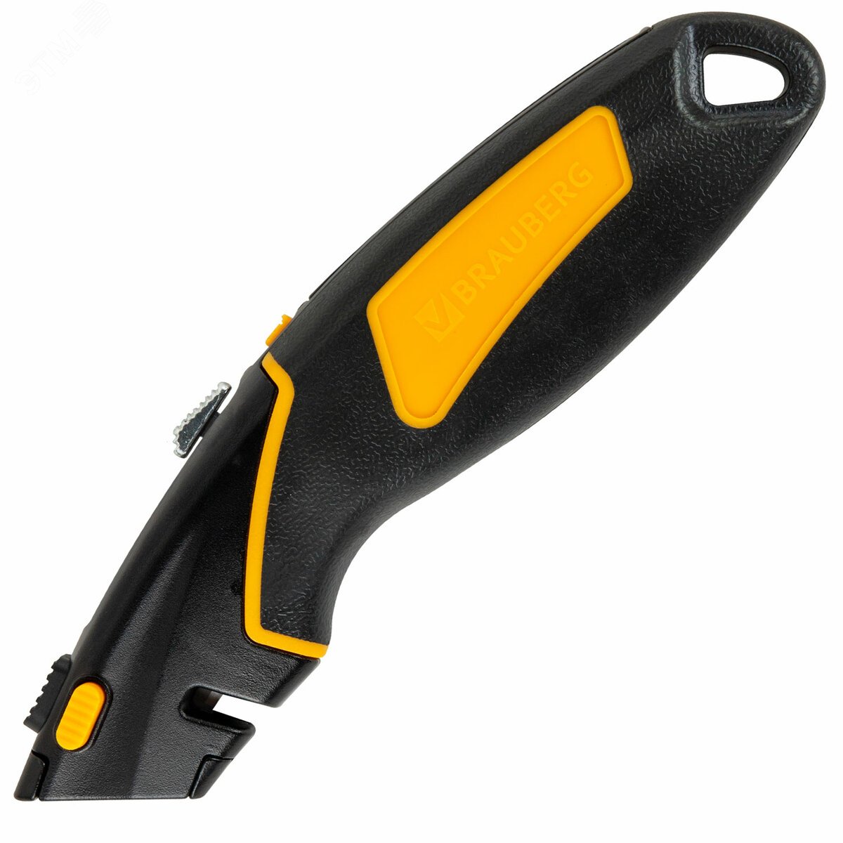 Изображение товара Нож универсальный мощный цинковый BRAUBERG METALLIC PRO, автофиксатор, резиновые вставки, 238738 (шт)