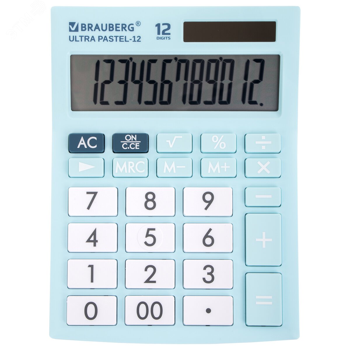 Изображение товара Калькулятор настольный BRAUBERG ULTRA PASTEL-12-LB (192x143мм), 12 разрядов, ГОЛУБОЙ, 250502 (шт)