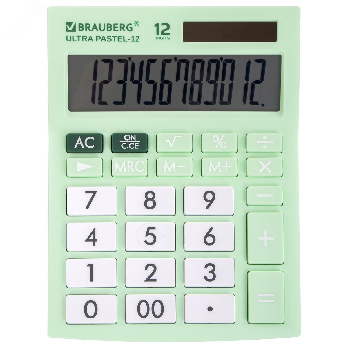 Изображение товара Калькулятор настольный BRAUBERG ULTRA PASTEL-12-LG (192x143мм), 12 разрядов, МЯТНЫЙ, 250504 (шт)