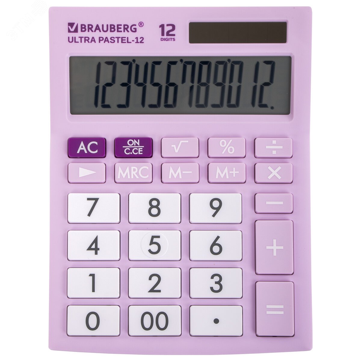 Изображение товара Калькулятор настольный BRAUBERG ULTRA PASTEL-12-PR (192x143мм), 12 разрядов, СИРЕНЕВЫЙ, 250505 (шт)