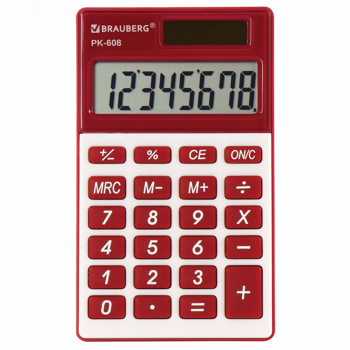 Изображение товара Карманный калькулятор BRAUBERG PK-608-WR 8 разрядов бордовый компактный
