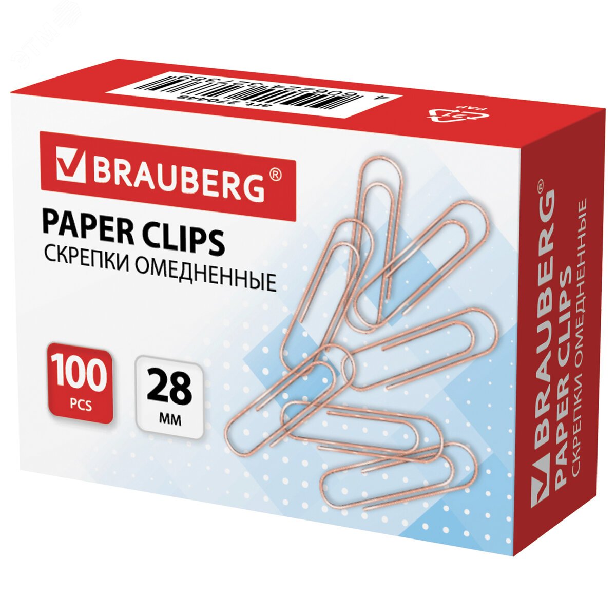 Изображение товара Скрепки BRAUBERG, 28 мм, омедненные, 100 шт., в картонной коробке, 270448 (шт)