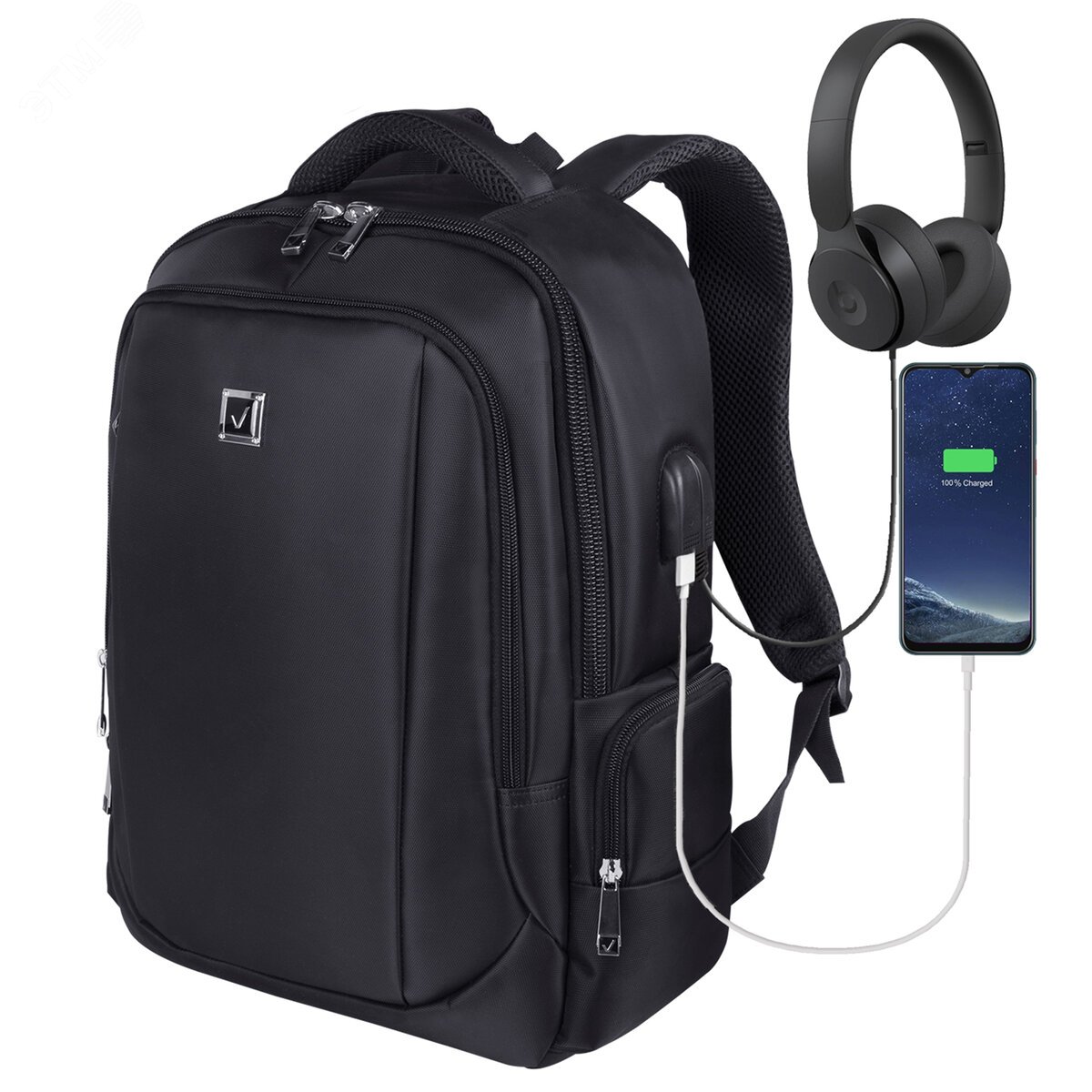 Изображение товара Рюкзак BRAUBERG Functional с отделением для ноутбука, 2 отделения, USB-порт, Leader, 45х32х17 см (шт)