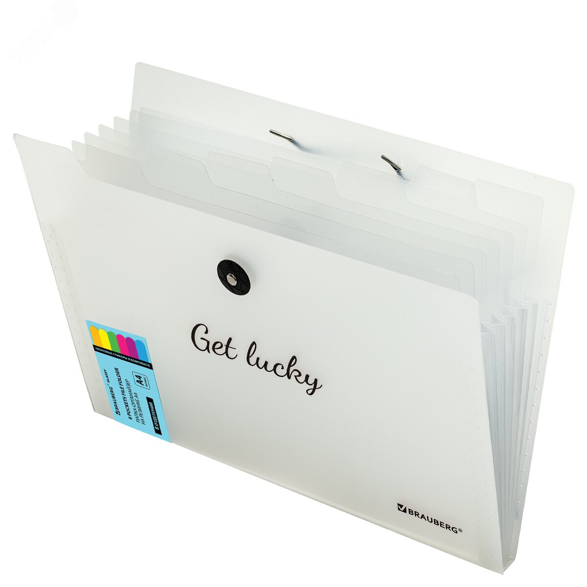 Изображение товара Папка-органайзер на резинке 8 отделений, BRAUBERG Glassy, А4, прозрачная, 271928 (шт)