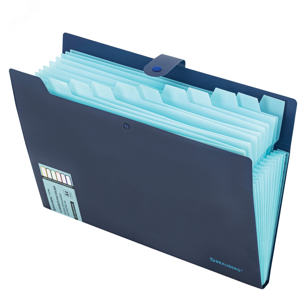 Изображение товара Папка-органайзер BRAUBERG Extra на кнопке А4 с 12 отделениями, синяя