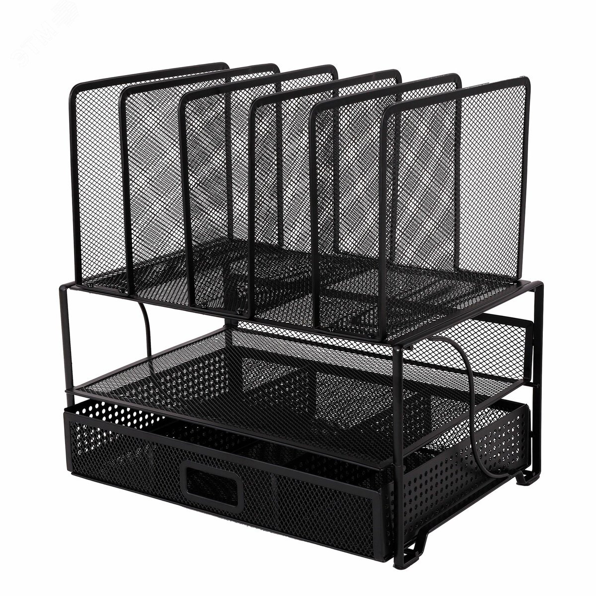 Изображение товара Органайзер многосекционный металлический BRAUBERG Germanium черный 335х228х335 мм