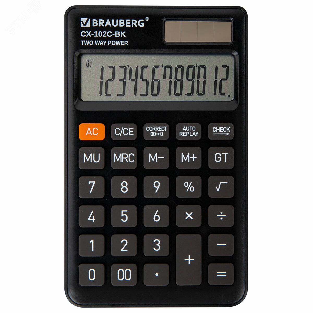 Изображение товара Карманный калькулятор BRAUBERG CX-102C-BK 12-разрядный компактный с двойным питанием