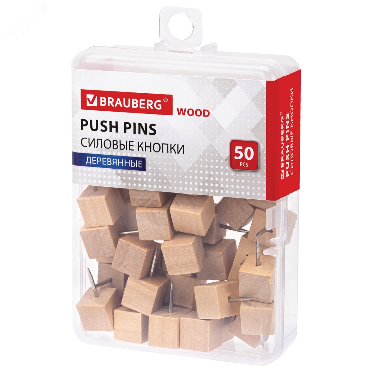 Изображение товара Набор деревянных силовых кнопок-гвоздиков BRAUBERG WOOD 50 штук