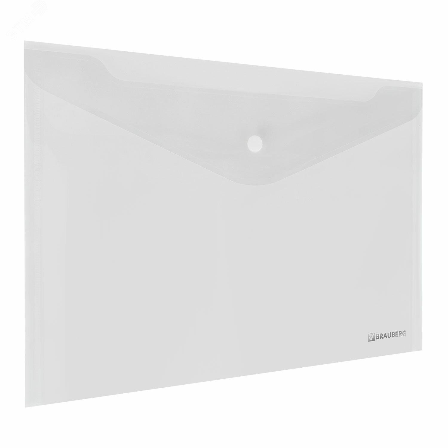 Изображение товара Папка-конверт с кнопкой BRAUBERG Super, А4, прозрачная, прочная 0,2 мм (шт)