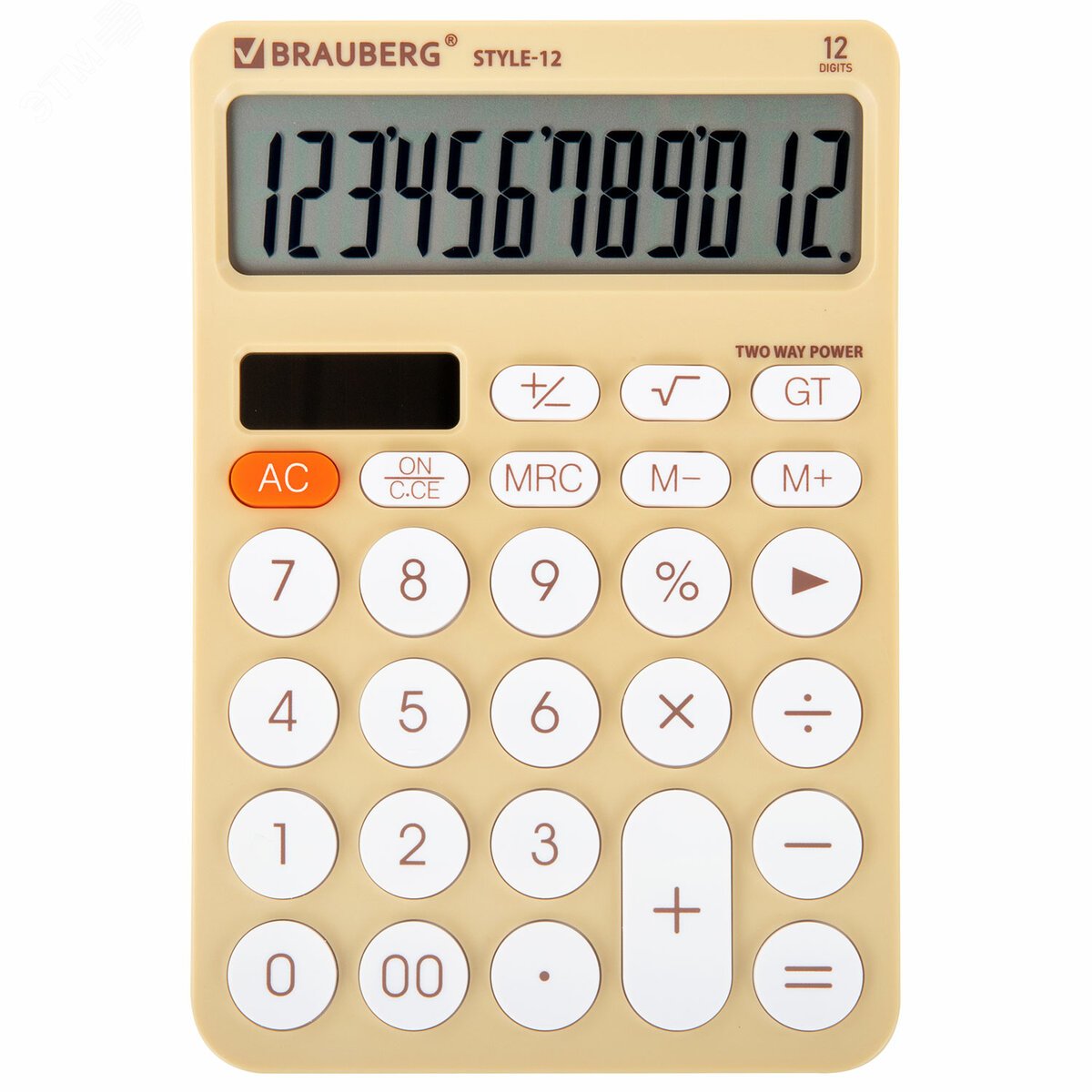 Изображение товара Настольный калькулятор BRAUBERG STYLE-12-BG 12 разрядов солнечно-аккумуляторный бежевый
