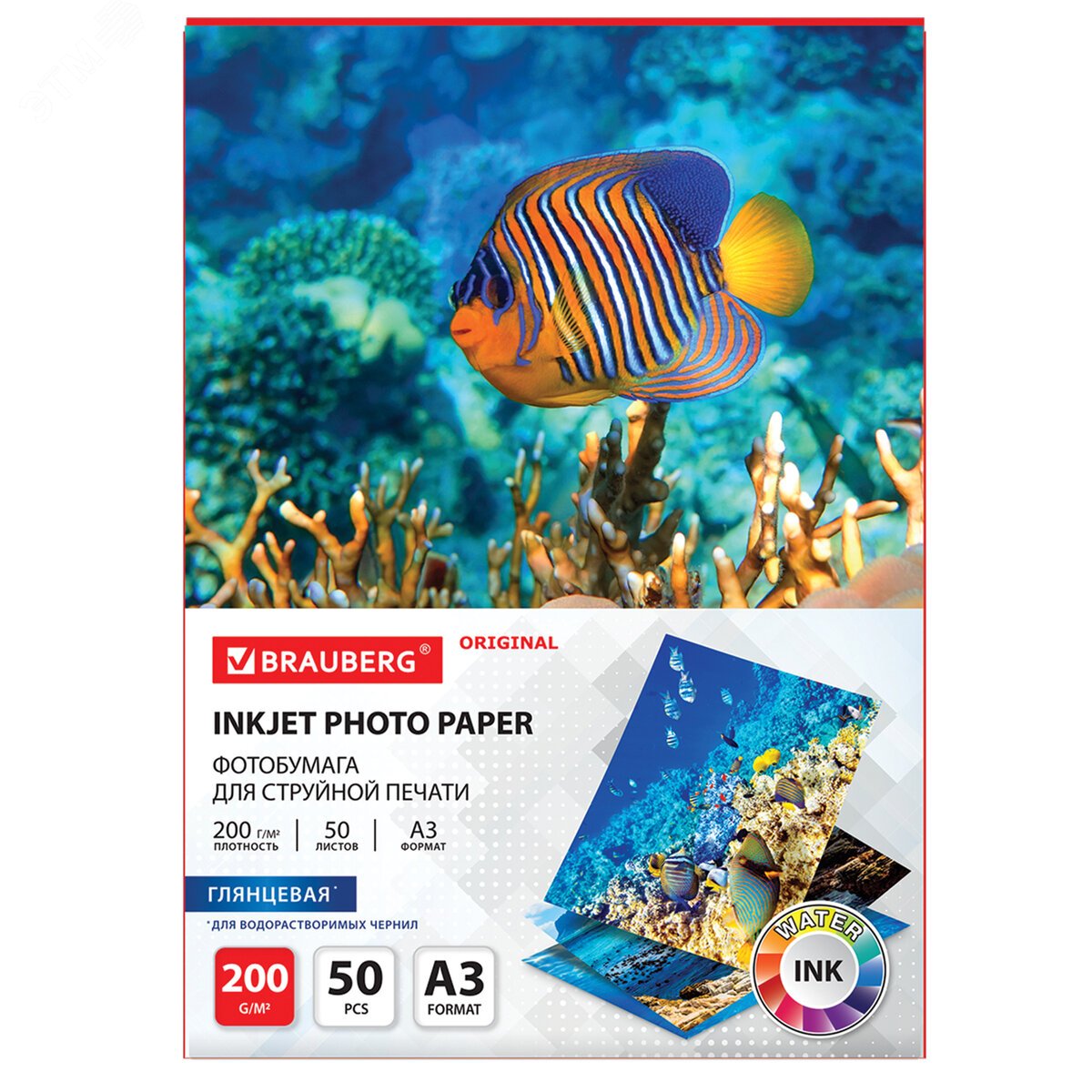 Изображение товара Фотобумага глянцевая БОЛЬШОГО ФОРМАТА, А3, 200 г/м2, односторонняя, 50 листов, BRAUBERG, 363995 (шт)
