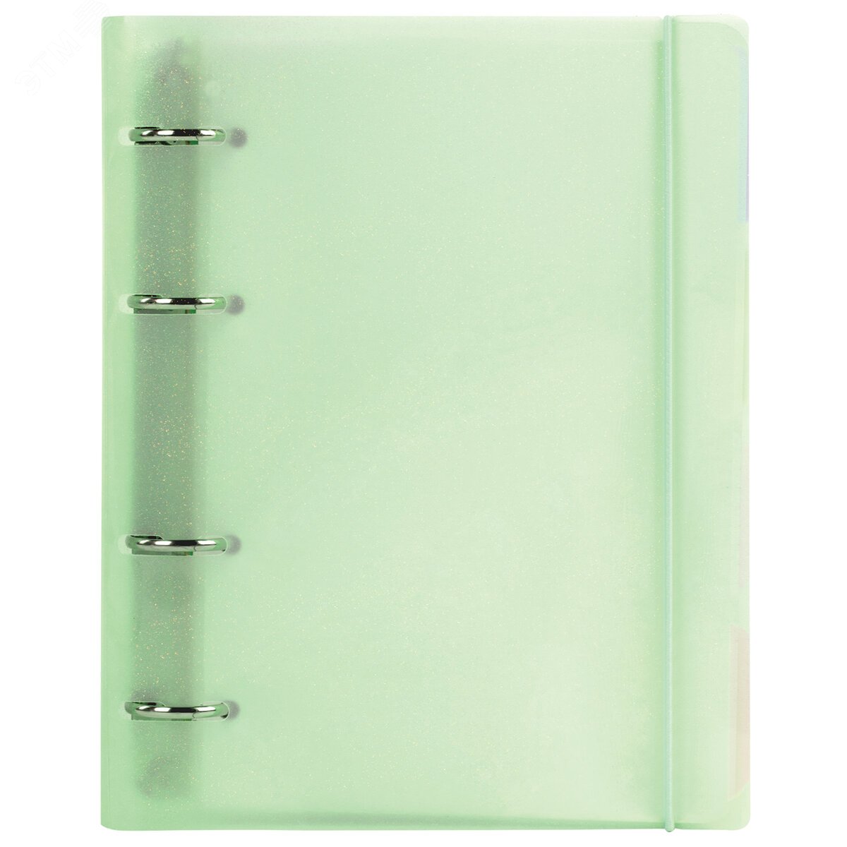 Изображение товара Тетрадь на кольцах А5 175х220мм, 120л, пластик, с резинкой и разделителями, BRAUBERG, Зеленый,404632 (шт)