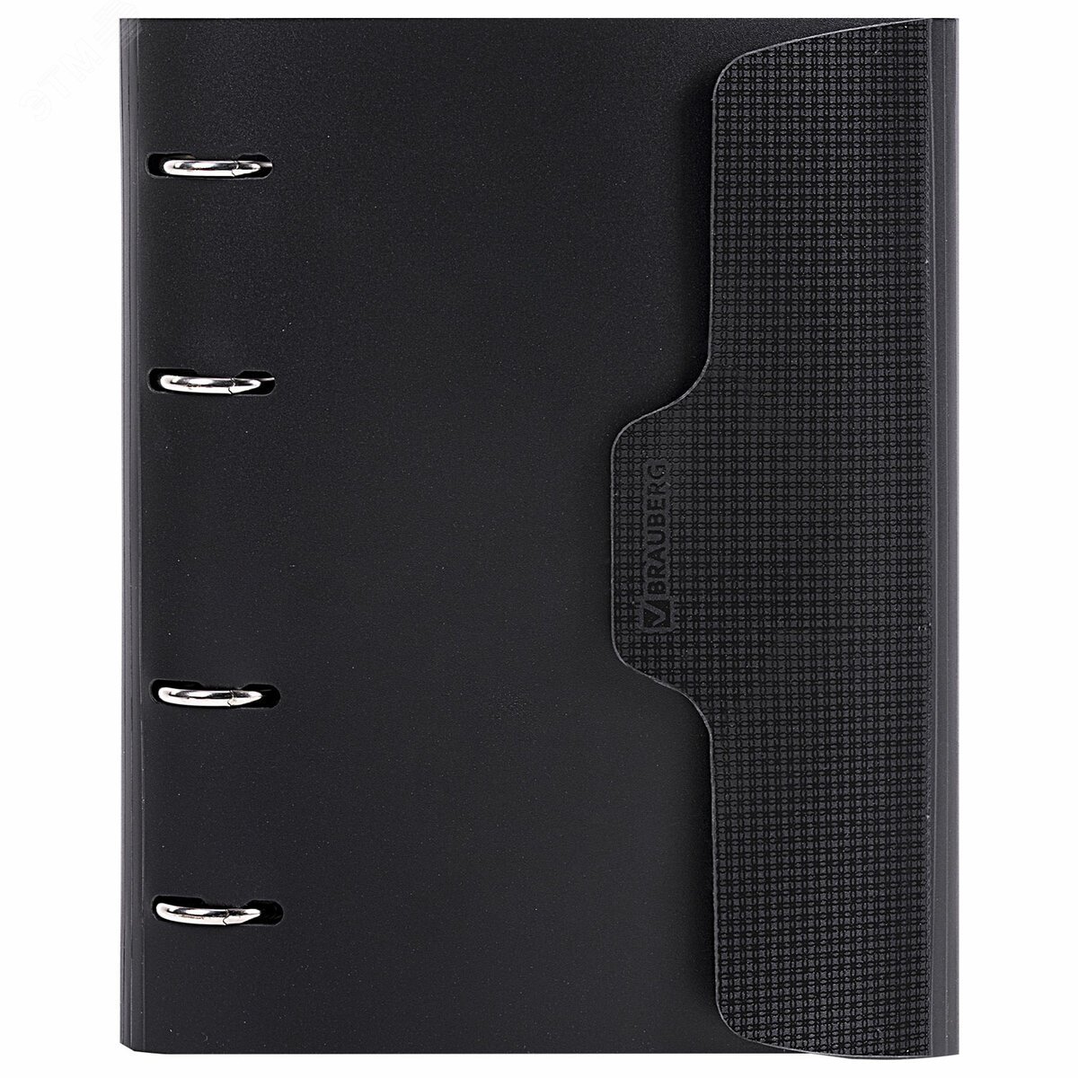 Изображение товара Тетрадь на кольцах А5 175х220мм, 120л, пластик, на липучке с разделителями, BRAUBERG, Черный,404637 (шт)