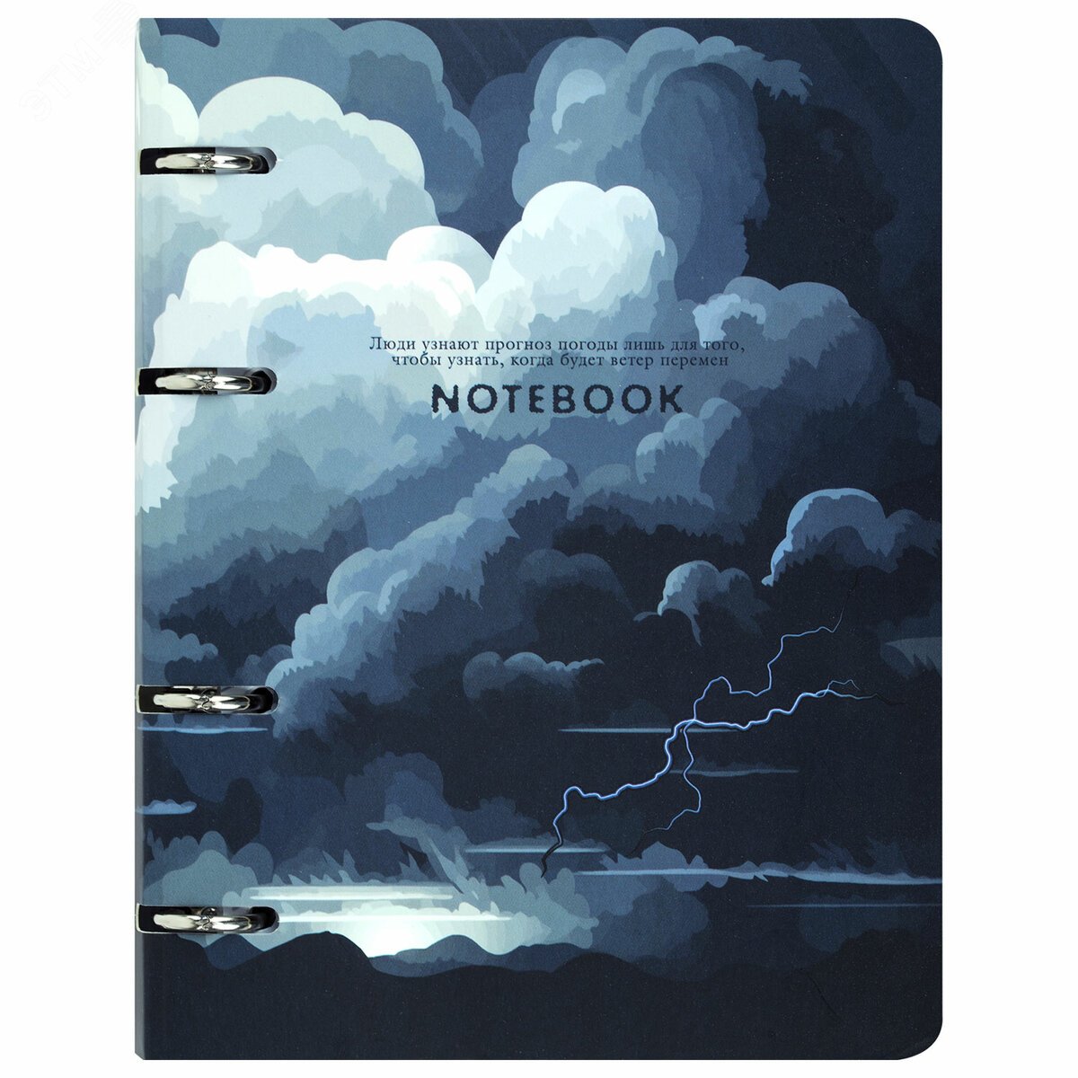 Изображение товара Тетрадь на кольцах А5 160х212мм, 120л, картон, матовая ламинация, клетка, BRAUBERG, Clouds, 404726 (шт)