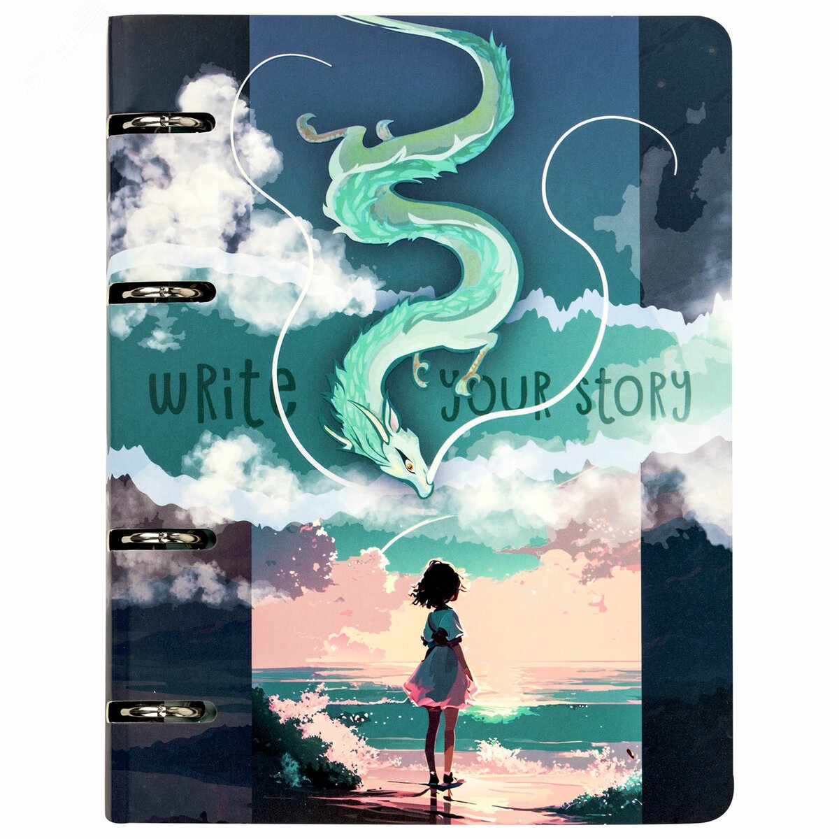 Изображение товара Тетрадь на кольцах А5 160х212мм, 120л, картон, выборочный лак, клетка, BRAUBERG, Anime, 404733 (шт)