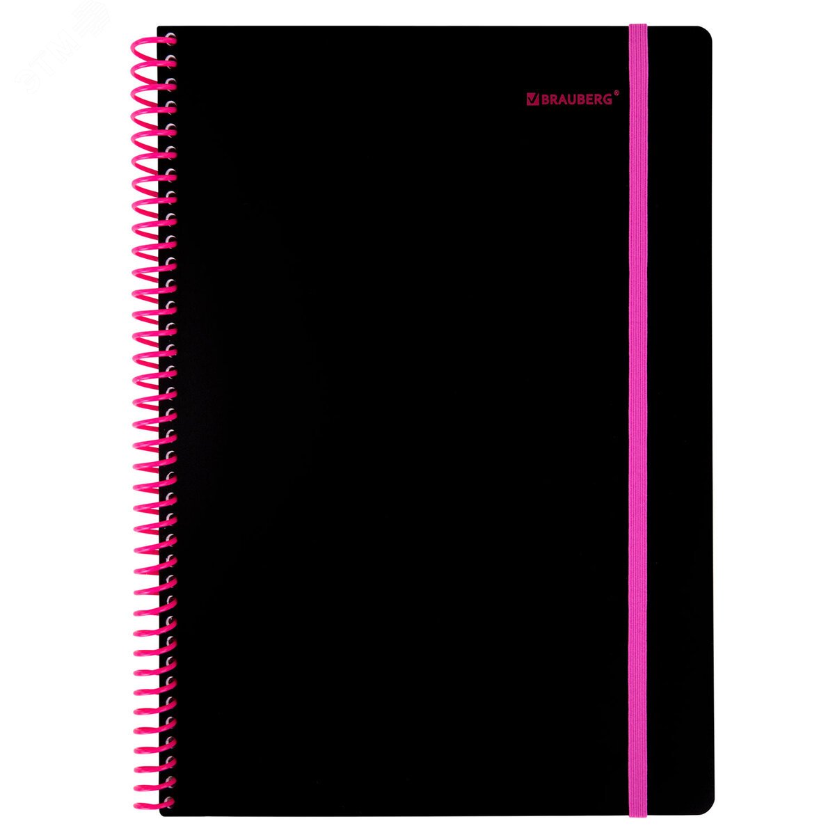 Изображение товара Тетрадь BRAUBERG А4 80л спираль пластик черный розовый