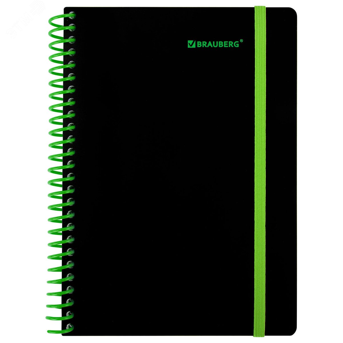 Изображение товара Тетрадь A5 80 листов спираль пластиковая BRAUBERG черный зеленый