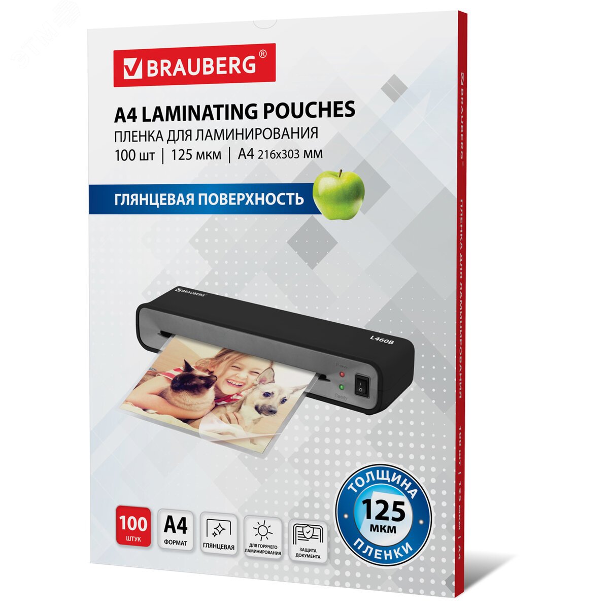 Изображение товара Пленки-заготовки для ламинирования А4 100 шт 125 мкм BRAUBERG 530803