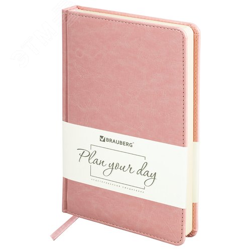 Изображение товара Ежедневник недатированный А5 138х213мм BRAUBERG Imperial под кожу, 160л, розовый, 111859 (шт)